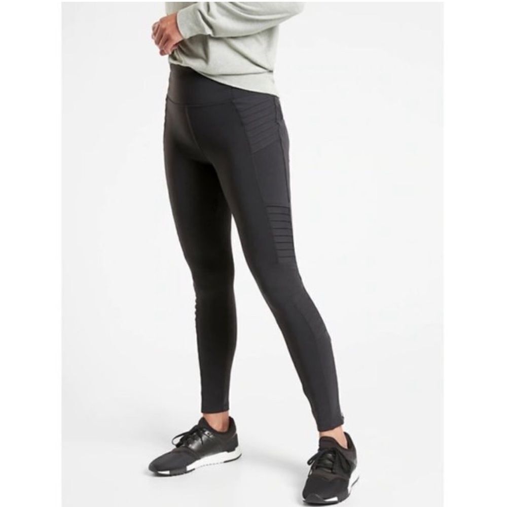 Athleta Delancey Moto Tight size Small Dark Gray/ Black